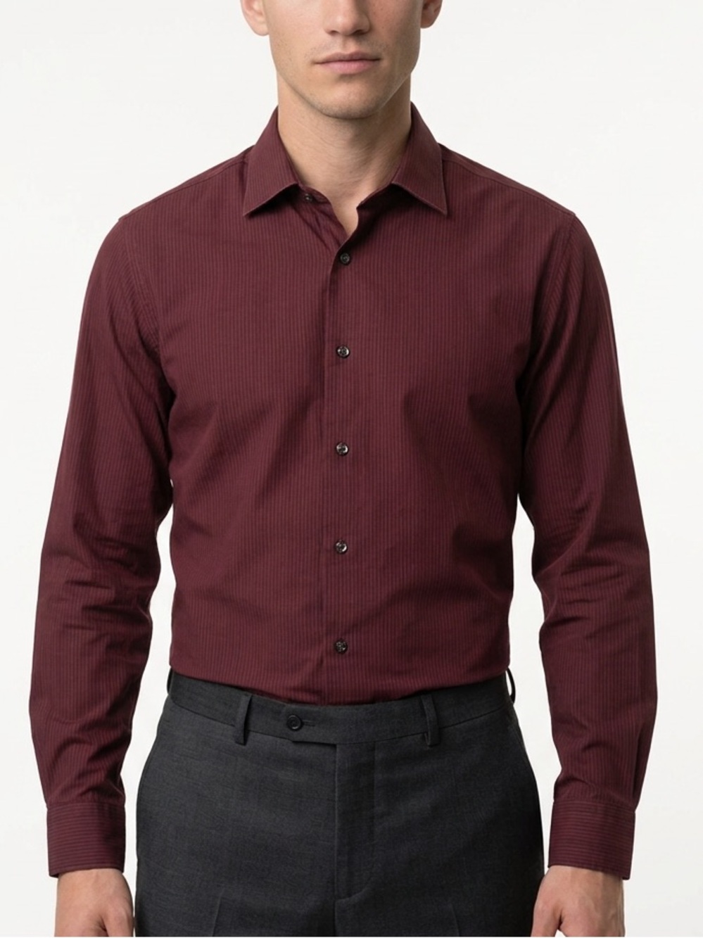 Marc Anthony Men's M Red Pinstripe Long Sleeve Button-Down Dress Shirt